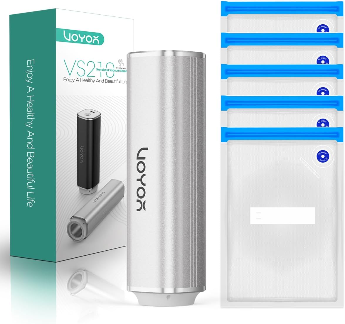 VOYOR Portable Handheld Vacuum Sealer – Rechargeable, Wireless & Automatic, Includes 5 Bags