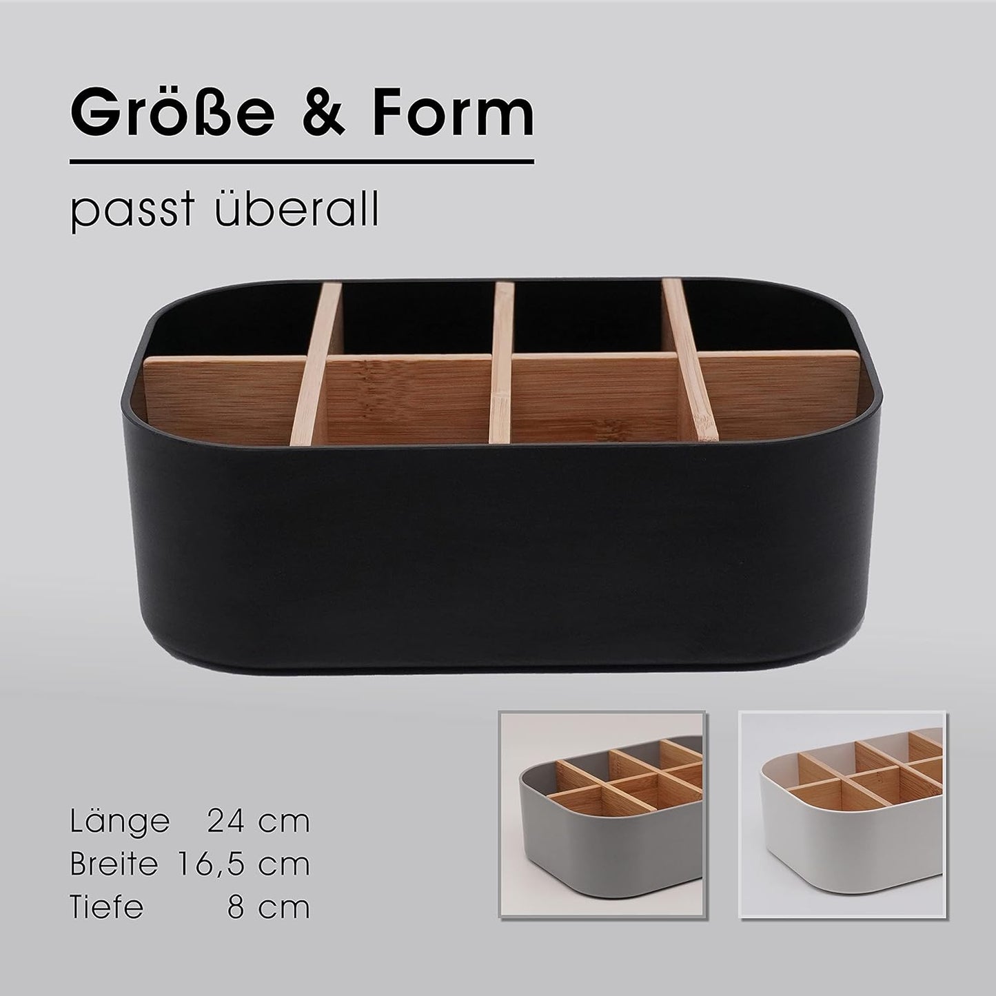 Eco-Friendly Premium Bamboo Organizer – Multi-Purpose Storage Solution for Cosmetics, Desk, Kitchen, Bathroom & More | 8 Compartments, Non-Slip, Plastic-Free Design