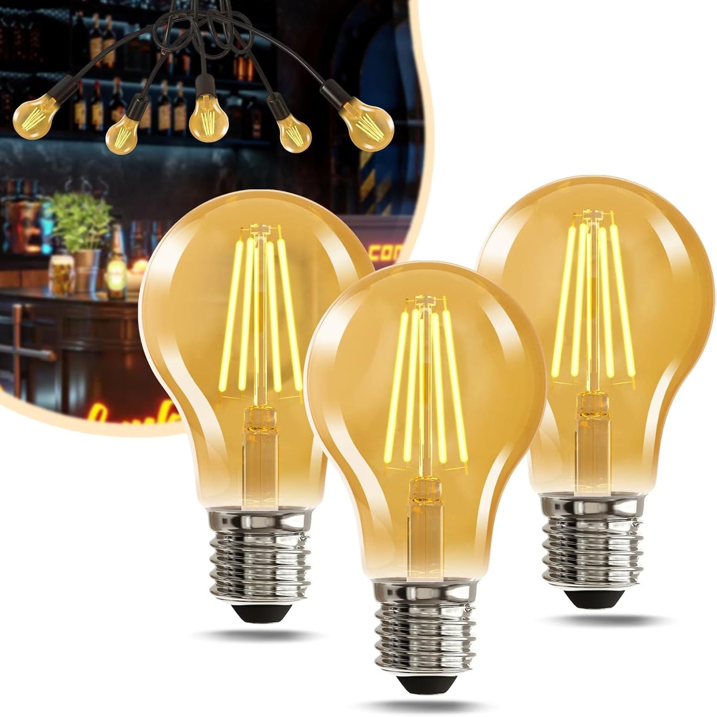 Edison Vintage LED Bulbs – Set of 6 | Warm White Retro Lighting for Home, Café & Restaurant – Nostalgic Ambience with E27 Base