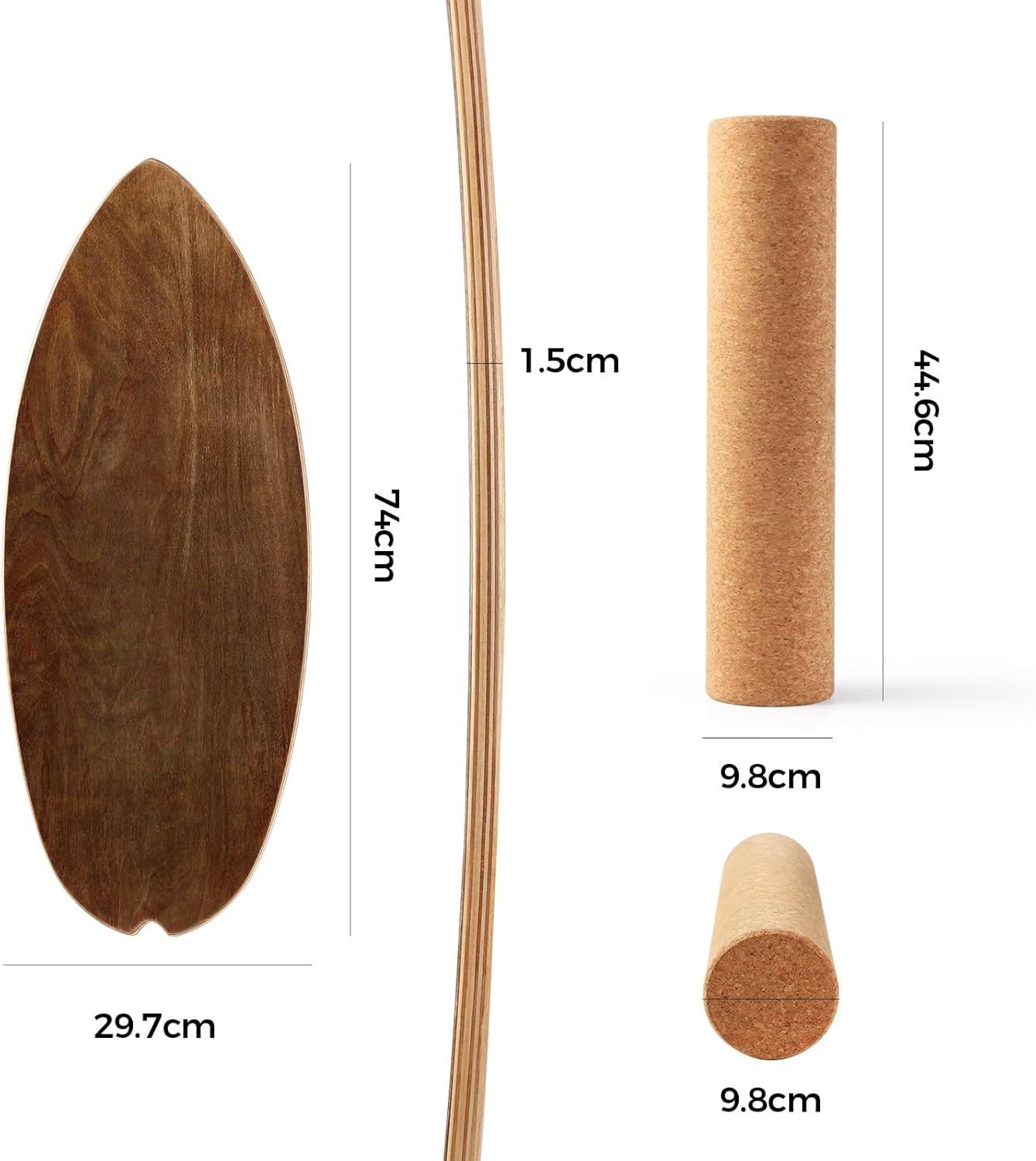 Ultimate Balance Board – Indoor Surf & Skate Trainer | 15mm Thick + 10mm Cork Roller | Supports Up to 150kg