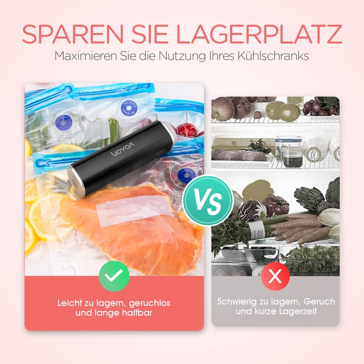 VOYOR Portable Handheld Vacuum Sealer – Rechargeable, Wireless & Automatic, Includes 5 Bags