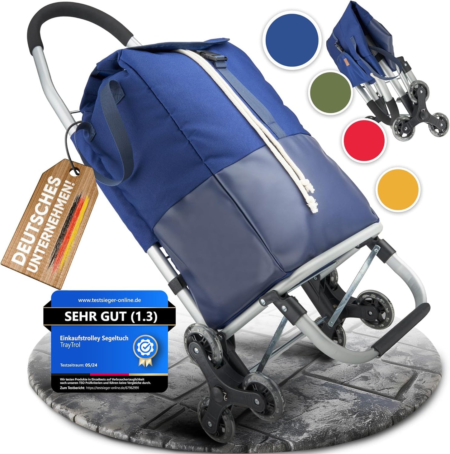 TrayTrol Folding Shopping Trolley with Stair Runner – Shopping without Towing – Shopping Trolley, Trolley Shopper, Shopping Bag Wheels, Hackenporsche, Shopping Trolley Bag