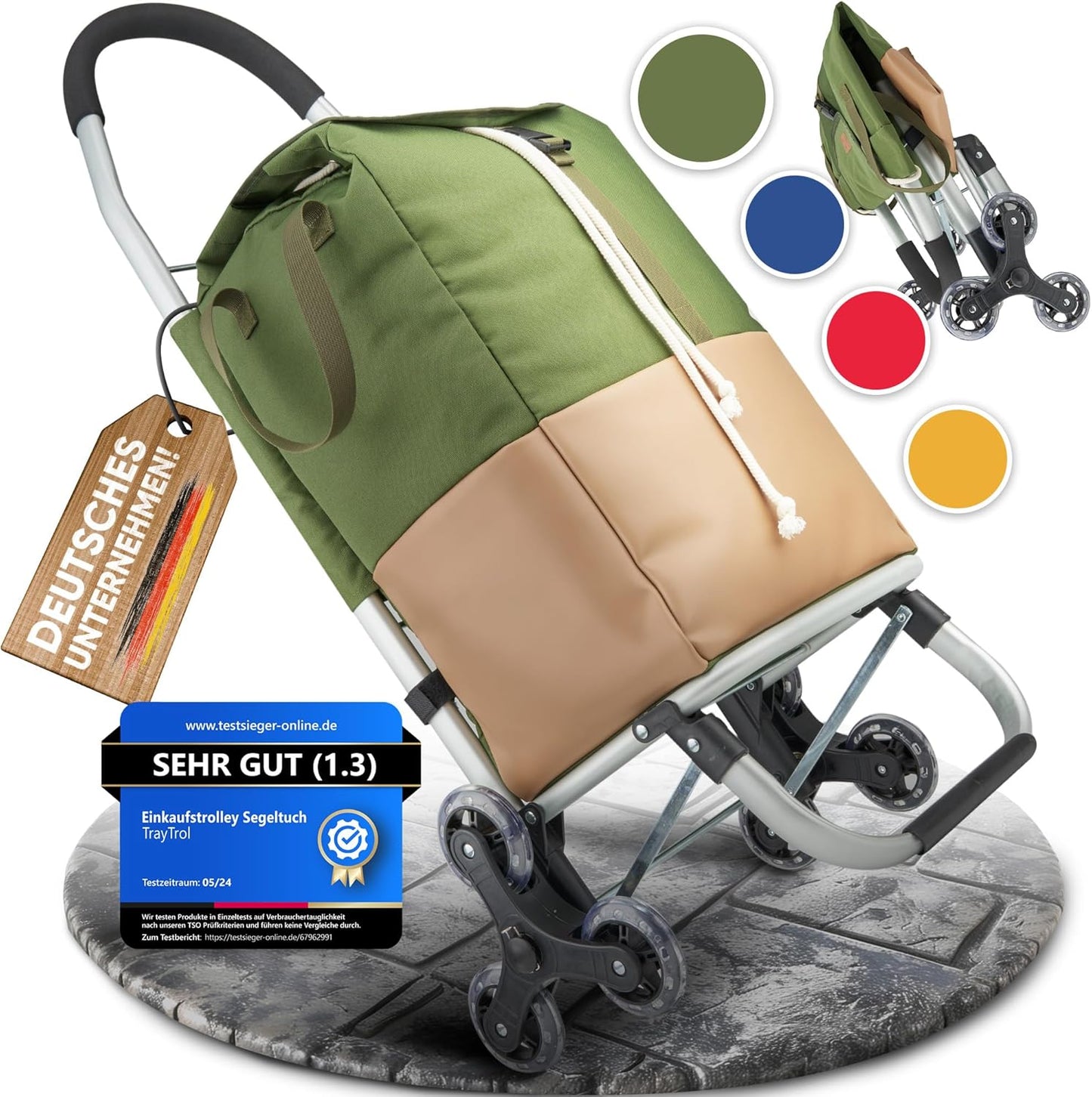 TrayTrol Folding Shopping Trolley with Stair Runner – Shopping without Towing – Shopping Trolley, Trolley Shopper, Shopping Bag Wheels, Hackenporsche, Shopping Trolley Bag