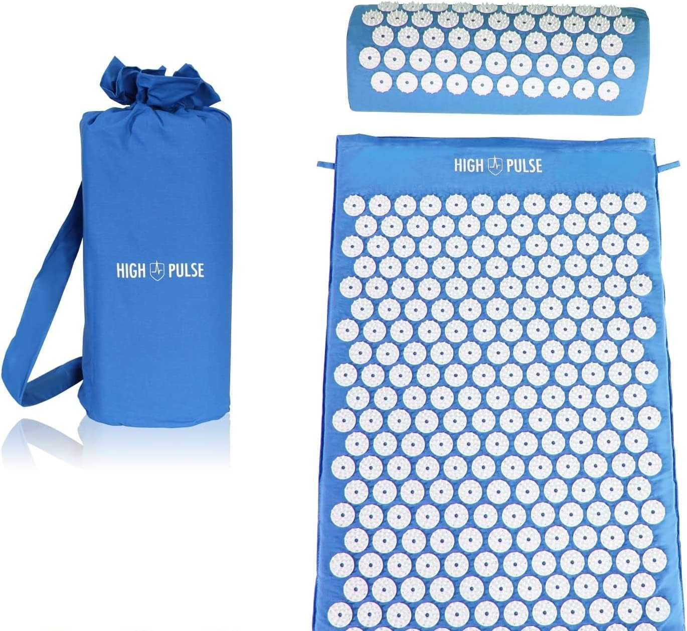 High Pulse® Acupressure Set + 5 rings + poster - acupressure mat and cushion stimulates blood circulation and releases tension