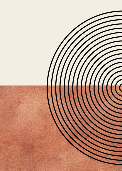 Poster Mid Century Moderne Wandkunst Dekoration I Boho Stil I Orange I Schwarze Sonnenstrahlen I Kunstdruck I Deko Print ohne Rahmen-7