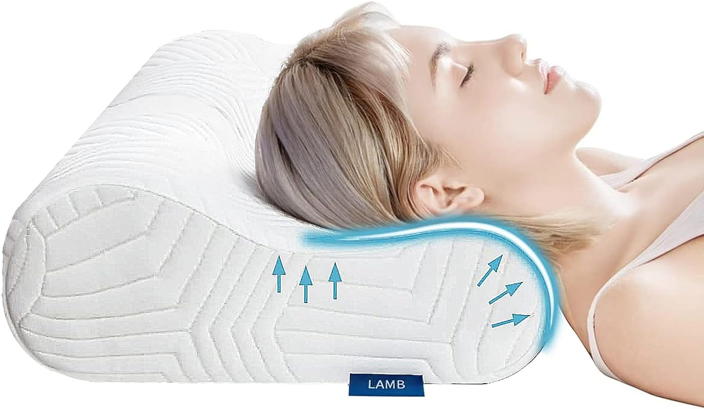 LAMB – Adjustable Memory Foam Pillow | Ergonomic Neck Support | Washable Cover | Allergy-Friendly | For Back & Side Sleepers