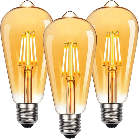 Edison Vintage LED Bulbs – Set of 6 | Warm White Retro Lighting for Home, Café & Restaurant – Nostalgic Ambience with E27 Base