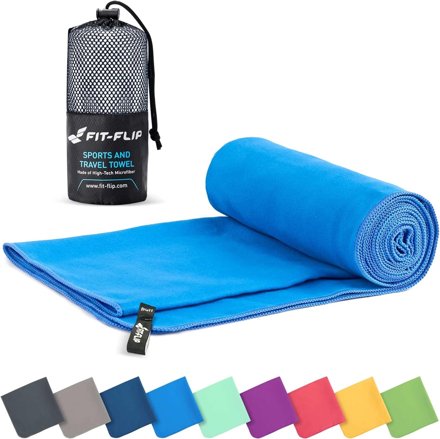 Fit-Flip Microfibre Towel, Compact, Ideal as a Sports Towel, Travel Towel, Beach Towel, Quick-Drying and Lightweight, Large Bath Towel, Sports, Fitness, Sauna