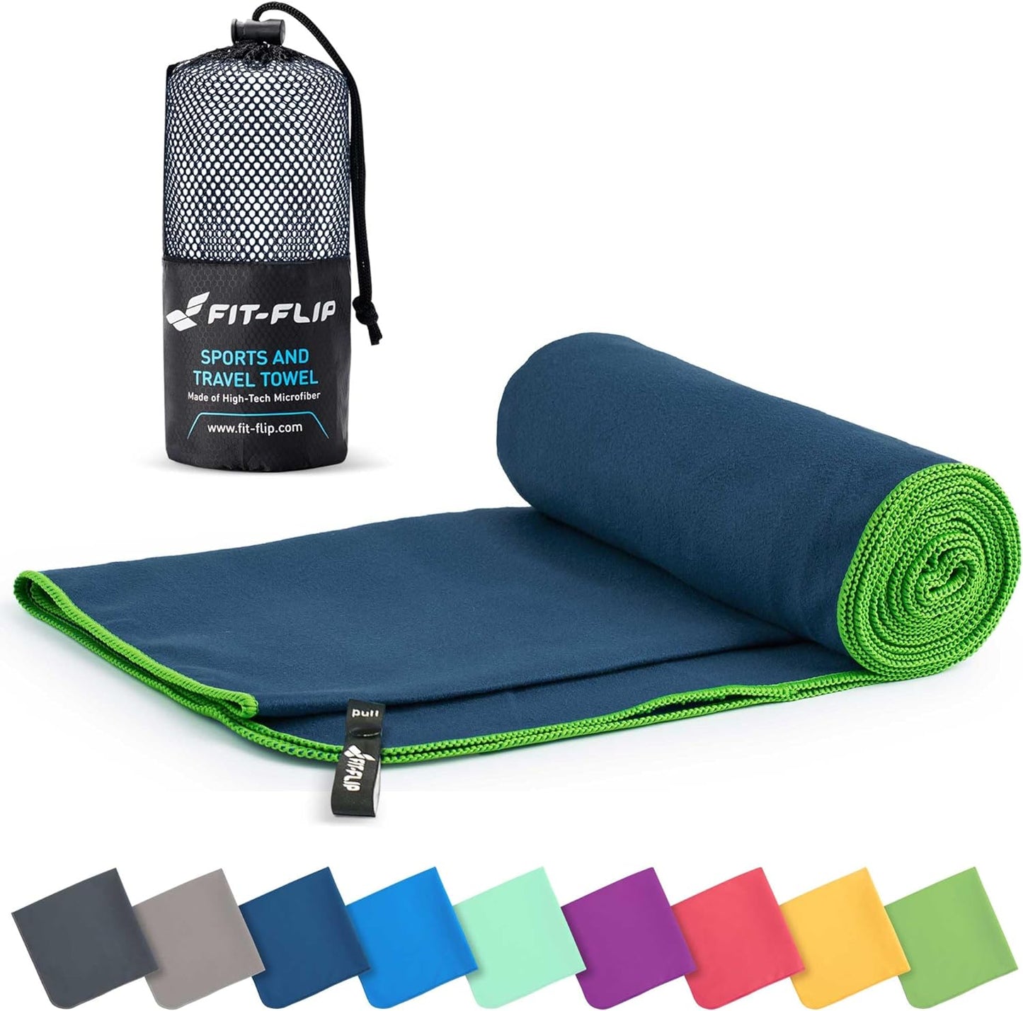 Fit-Flip Microfibre Towel, Compact, Ideal as a Sports Towel, Travel Towel, Beach Towel, Quick-Drying and Lightweight, Large Bath Towel, Sports, Fitness, Sauna