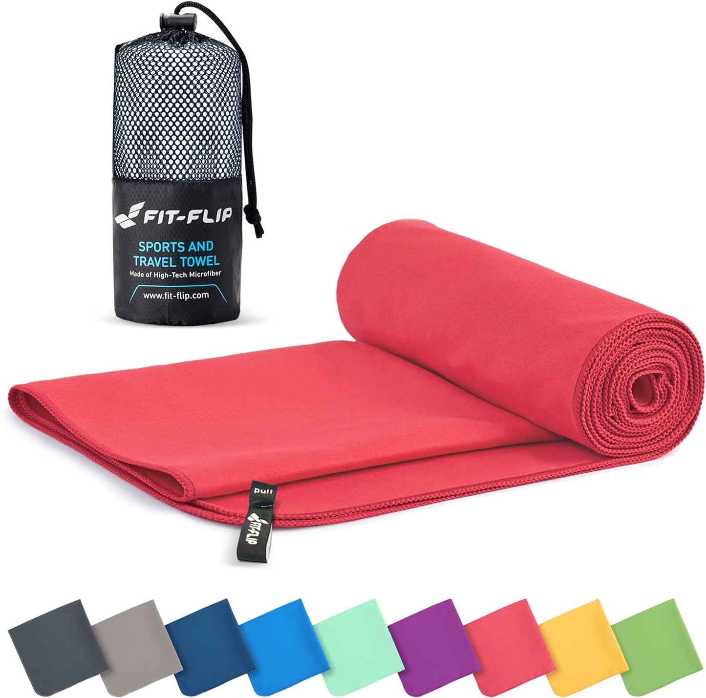 Fit-Flip Microfibre Towel, Compact, Ideal as a Sports Towel, Travel Towel, Beach Towel, Quick-Drying and Lightweight, Large Bath Towel, Sports, Fitness, Sauna