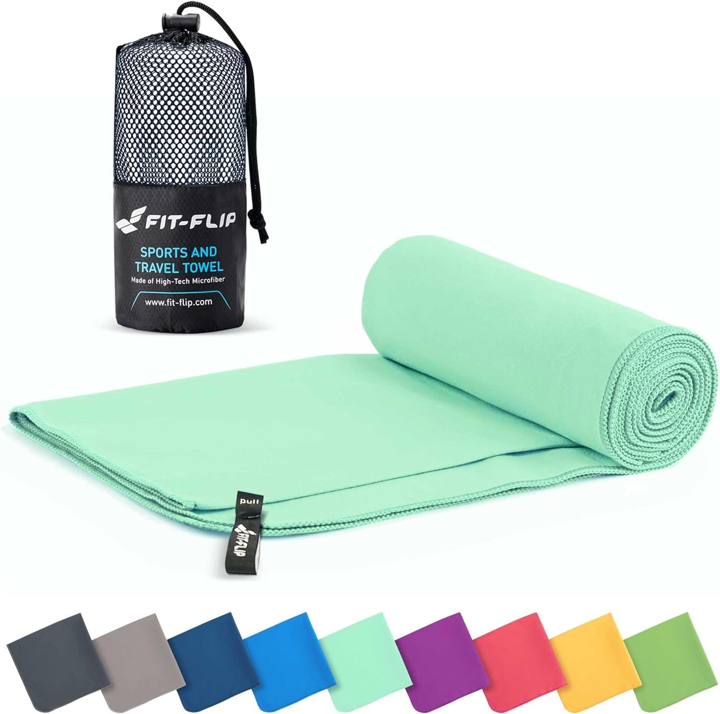 Fit-Flip Microfibre Towel, Compact, Ideal as a Sports Towel, Travel Towel, Beach Towel, Quick-Drying and Lightweight, Large Bath Towel, Sports, Fitness, Sauna