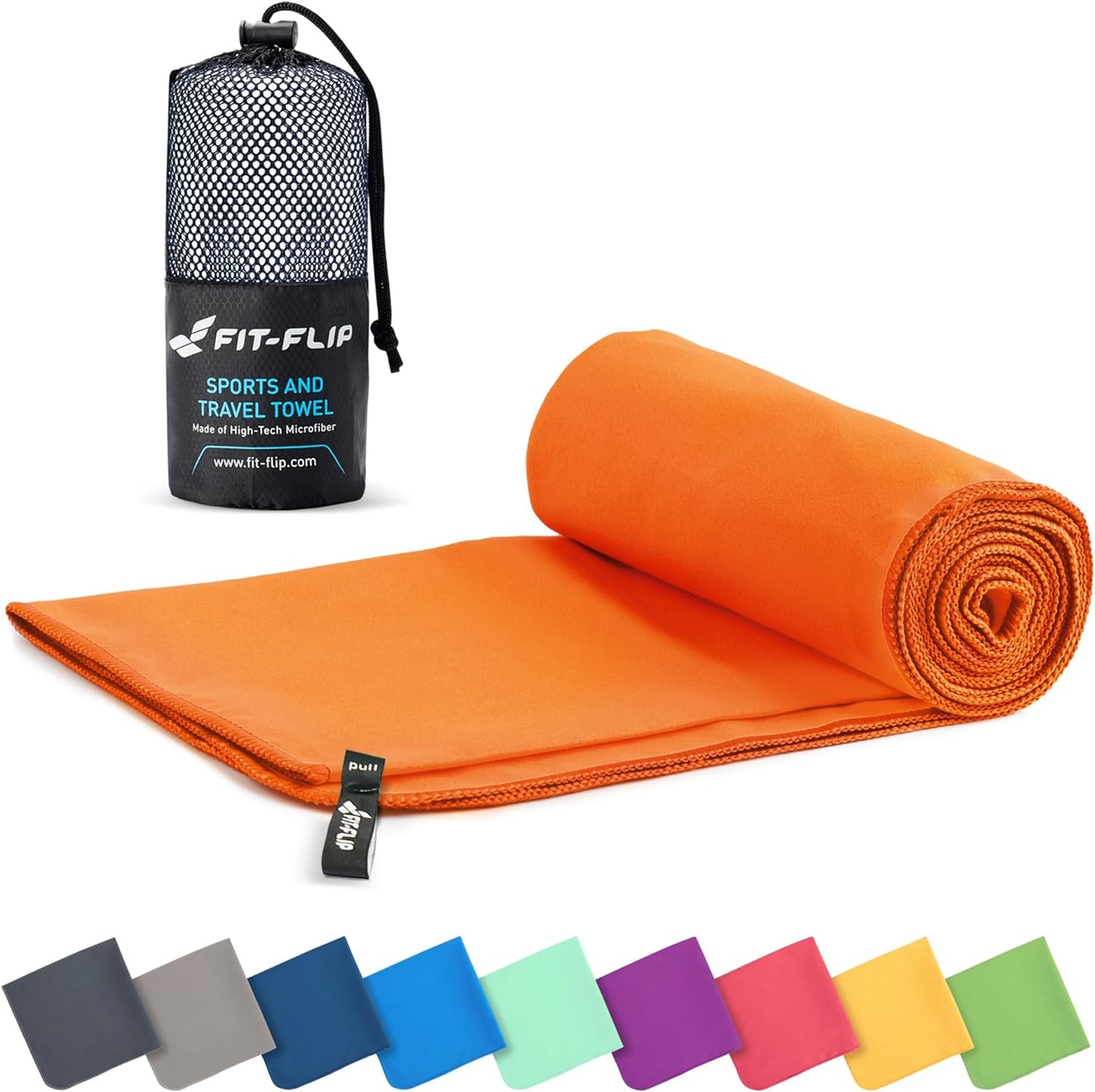 Fit-Flip Microfibre Towel, Compact, Ideal as a Sports Towel, Travel Towel, Beach Towel, Quick-Drying and Lightweight, Large Bath Towel, Sports, Fitness, Sauna