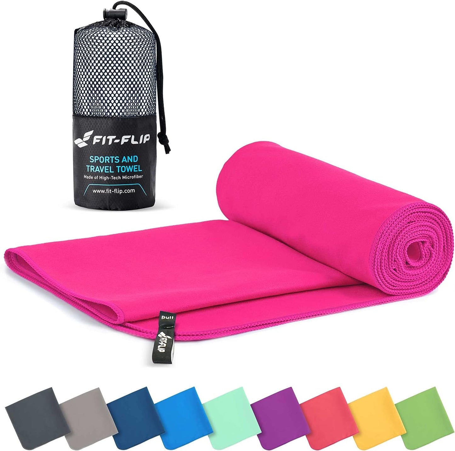 Fit-Flip Microfibre Towel, Compact, Ideal as a Sports Towel, Travel Towel, Beach Towel, Quick-Drying and Lightweight, Large Bath Towel, Sports, Fitness, Sauna