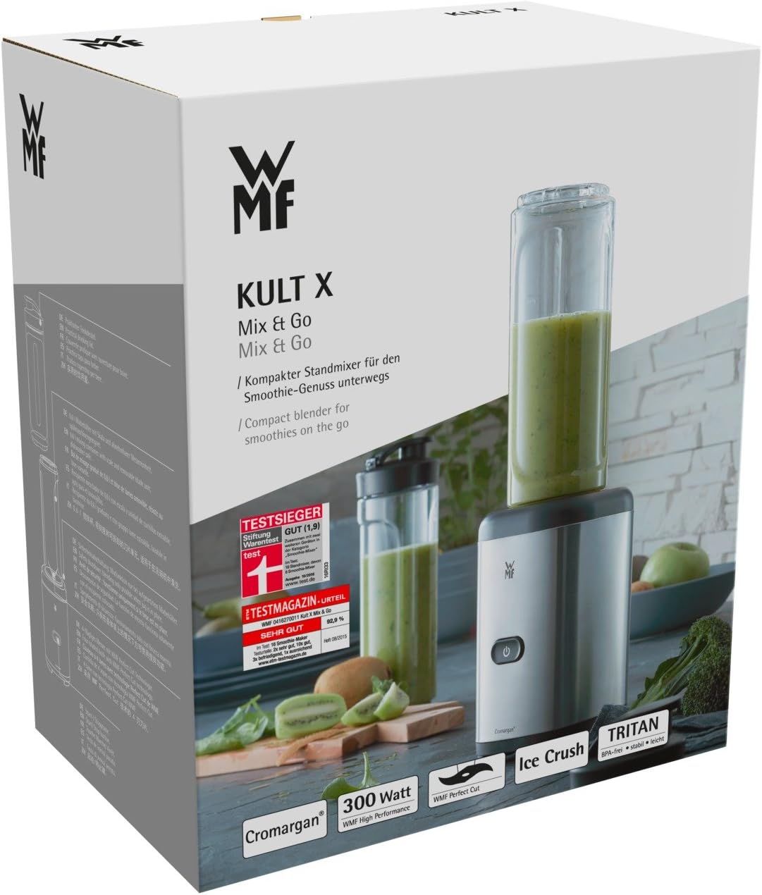 WMF Mix & Go Mini Smoothie Maker – Kompakter Standmixer mit 300 Watt und Tritan-Kunststoffflasche