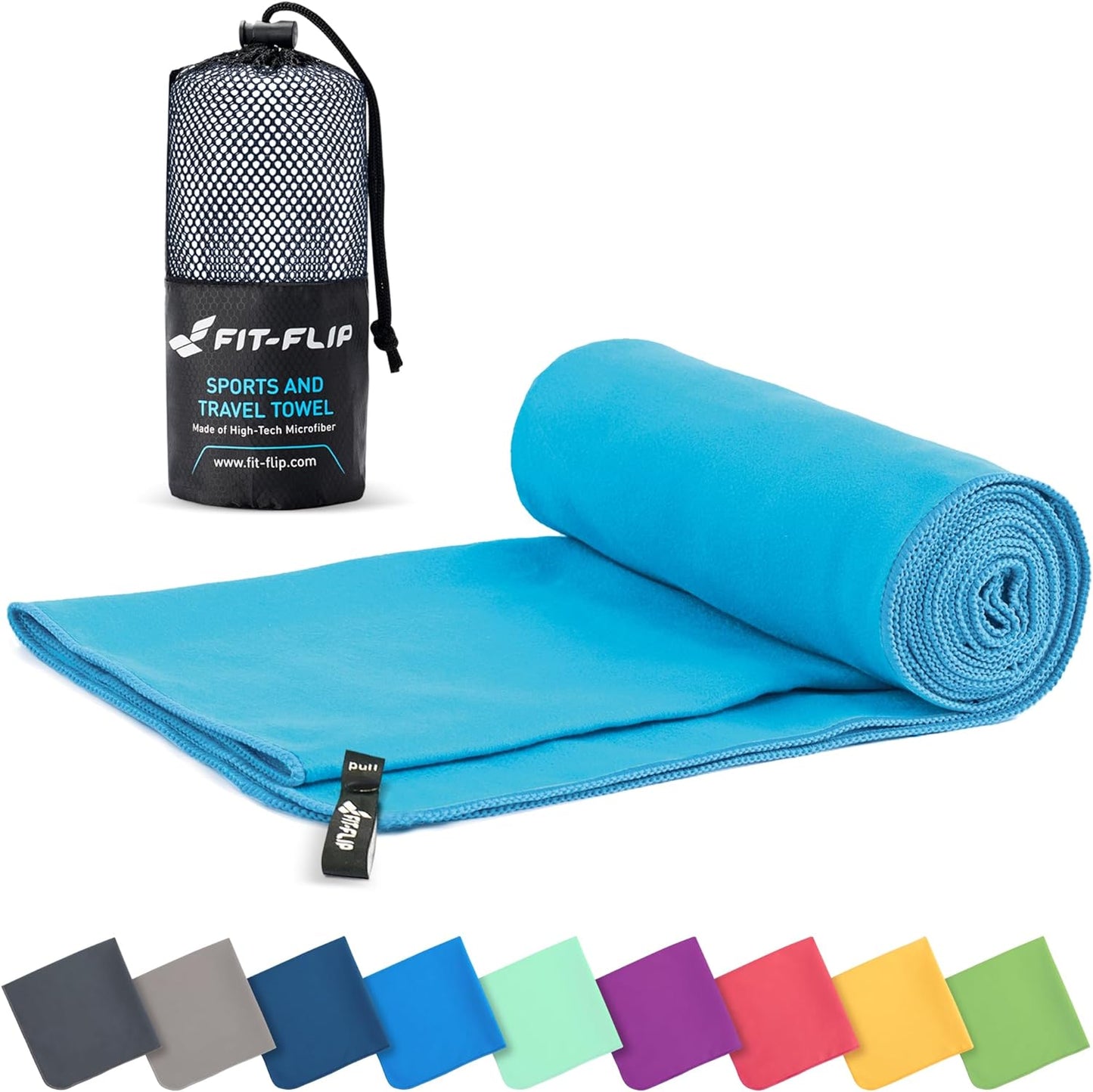 Fit-Flip Microfibre Towel, Compact, Ideal as a Sports Towel, Travel Towel, Beach Towel, Quick-Drying and Lightweight, Large Bath Towel, Sports, Fitness, Sauna