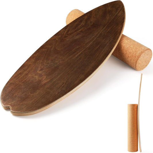 Ultimate Balance Board – Indoor Surf & Skate Trainer | 15mm Thick + 10mm Cork Roller | Supports Up to 150kg