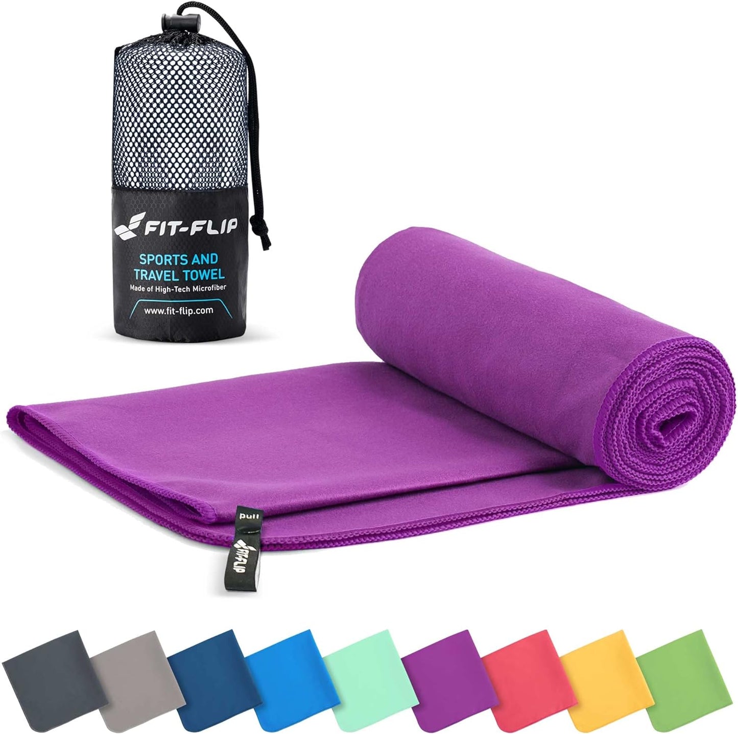 Fit-Flip Microfibre Towel, Compact, Ideal as a Sports Towel, Travel Towel, Beach Towel, Quick-Drying and Lightweight, Large Bath Towel, Sports, Fitness, Sauna