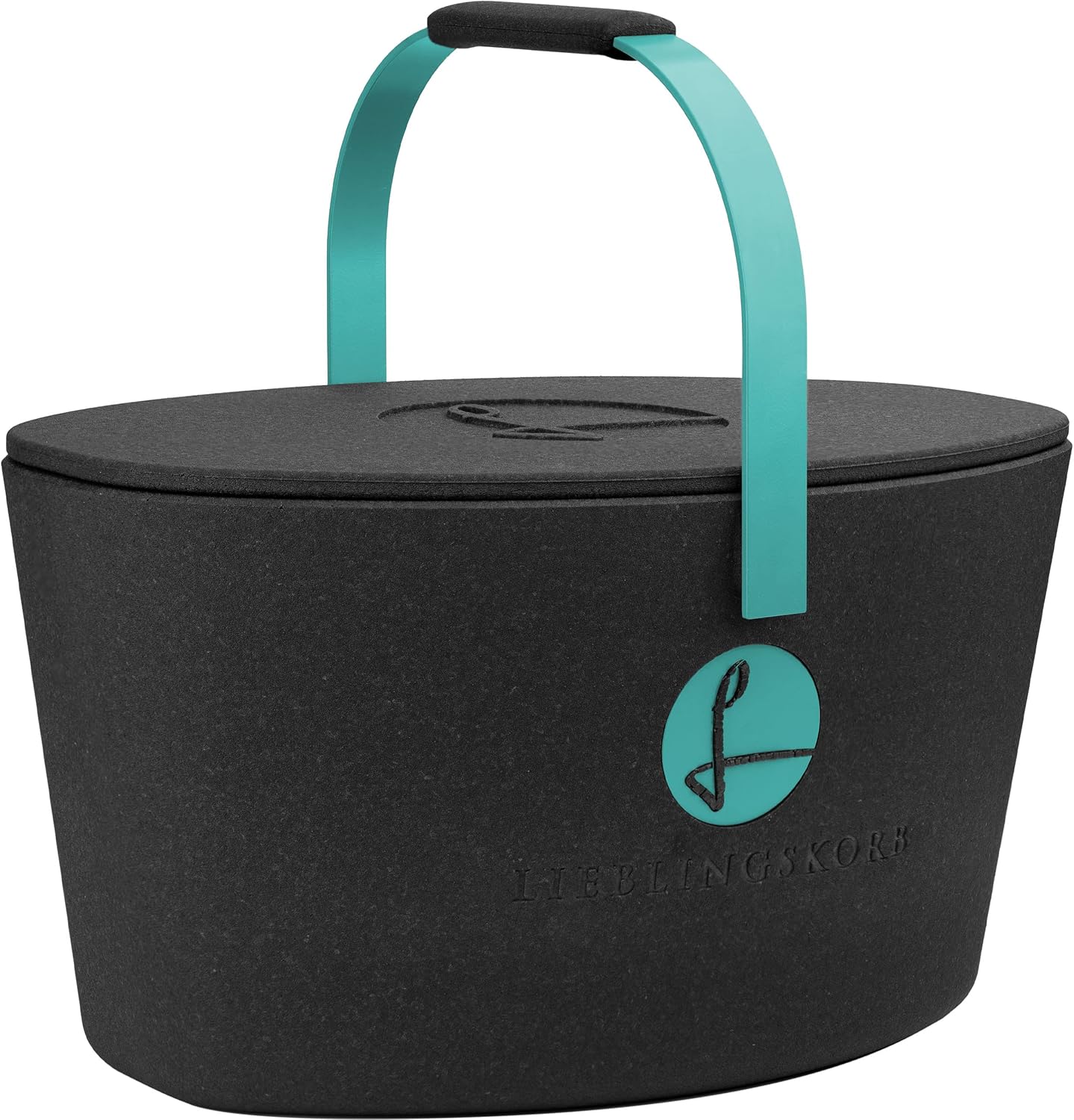 Lieblingskorb Plus: Deep Black Shopping Basket and Thermal Box in One – Includes Lid, Insulated and Washable, Volume: 22 Liters