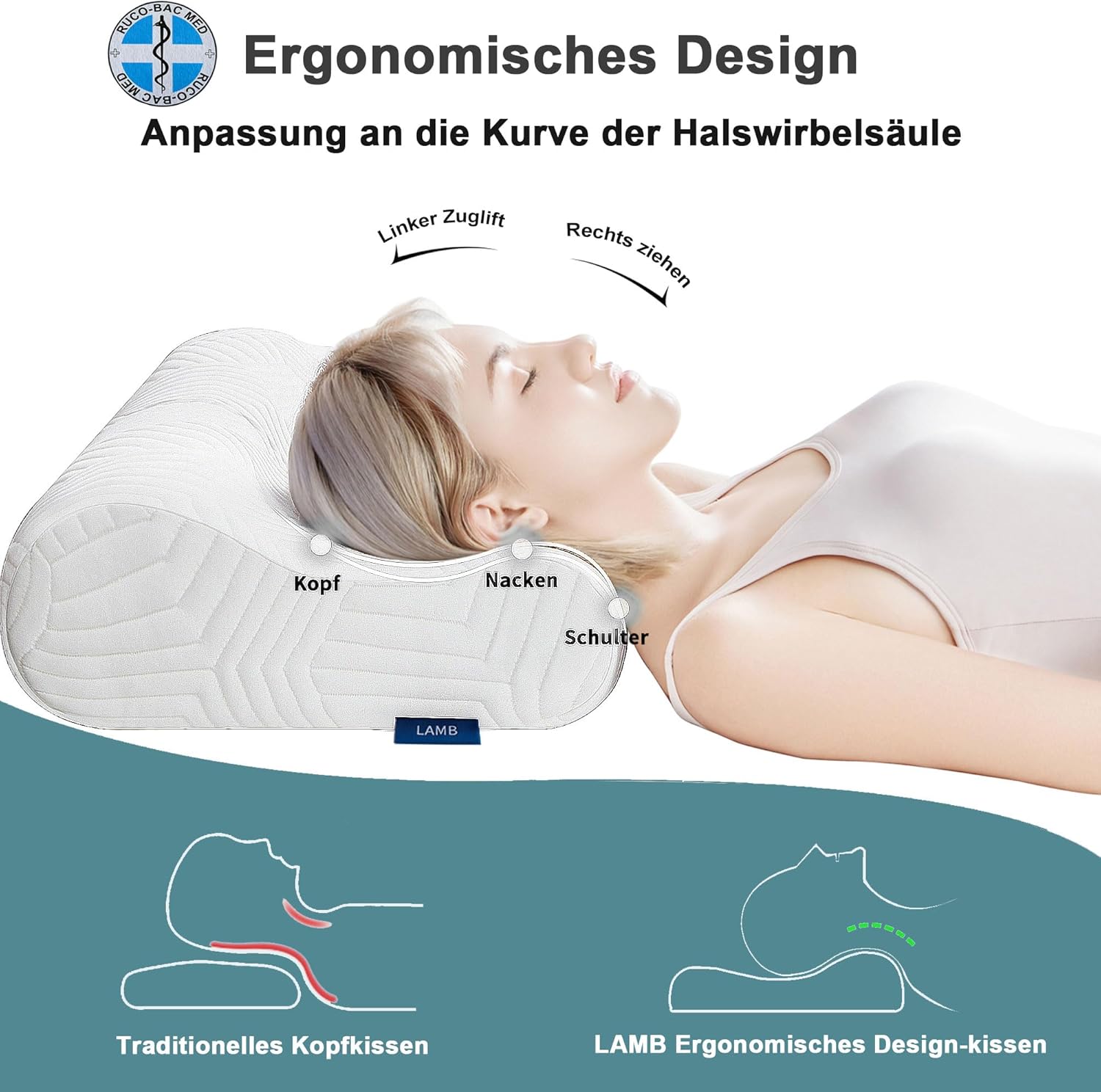 LAMB – Adjustable Memory Foam Pillow | Ergonomic Neck Support | Washable Cover | Allergy-Friendly | For Back & Side Sleepers