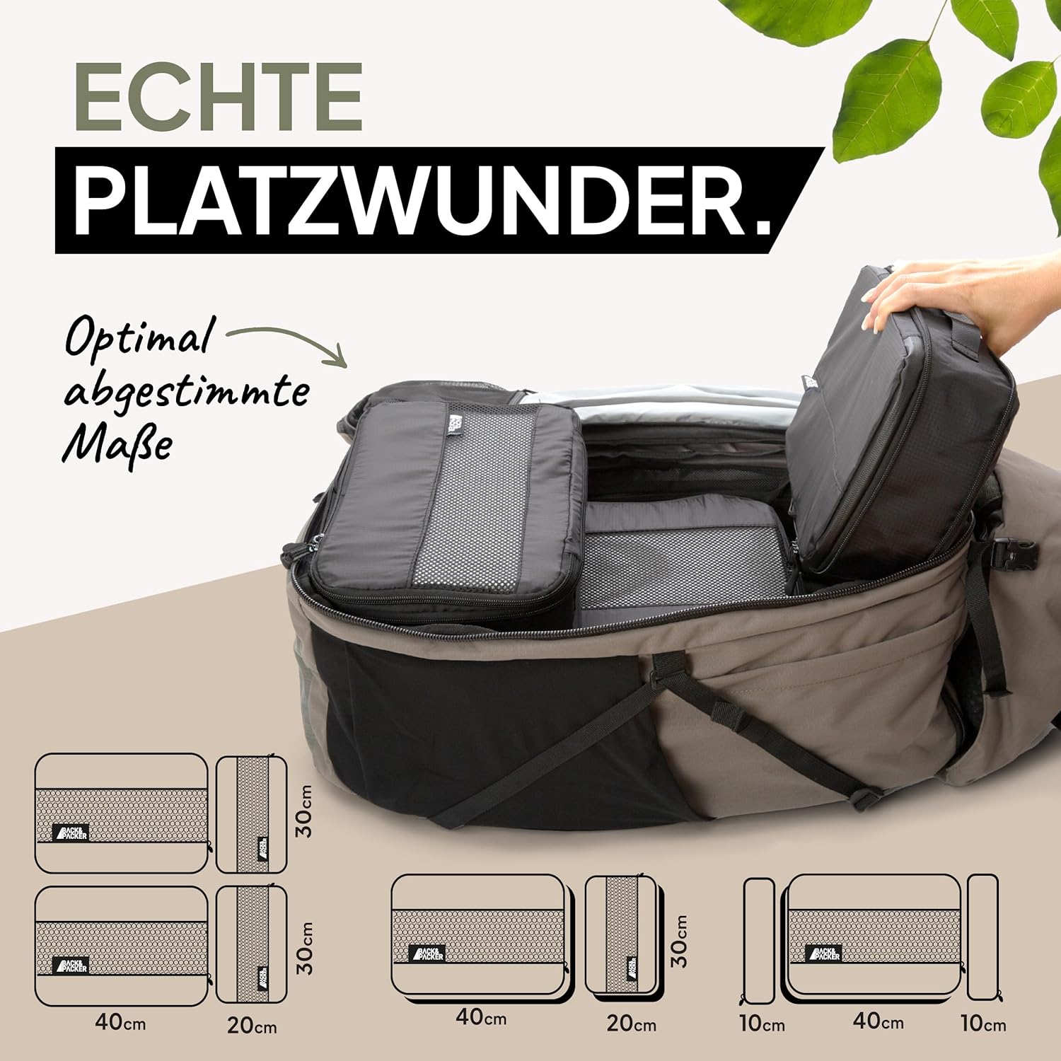 ® Packing Cubes Mit Kompression 6-Teilig - Packtaschen Set Aus Recyceltem Material - Leichte Organizer Für Rucksack & Koffer - Inkl. Packwürfel Für Nasse Wäsche & Beutel (Schwarz)